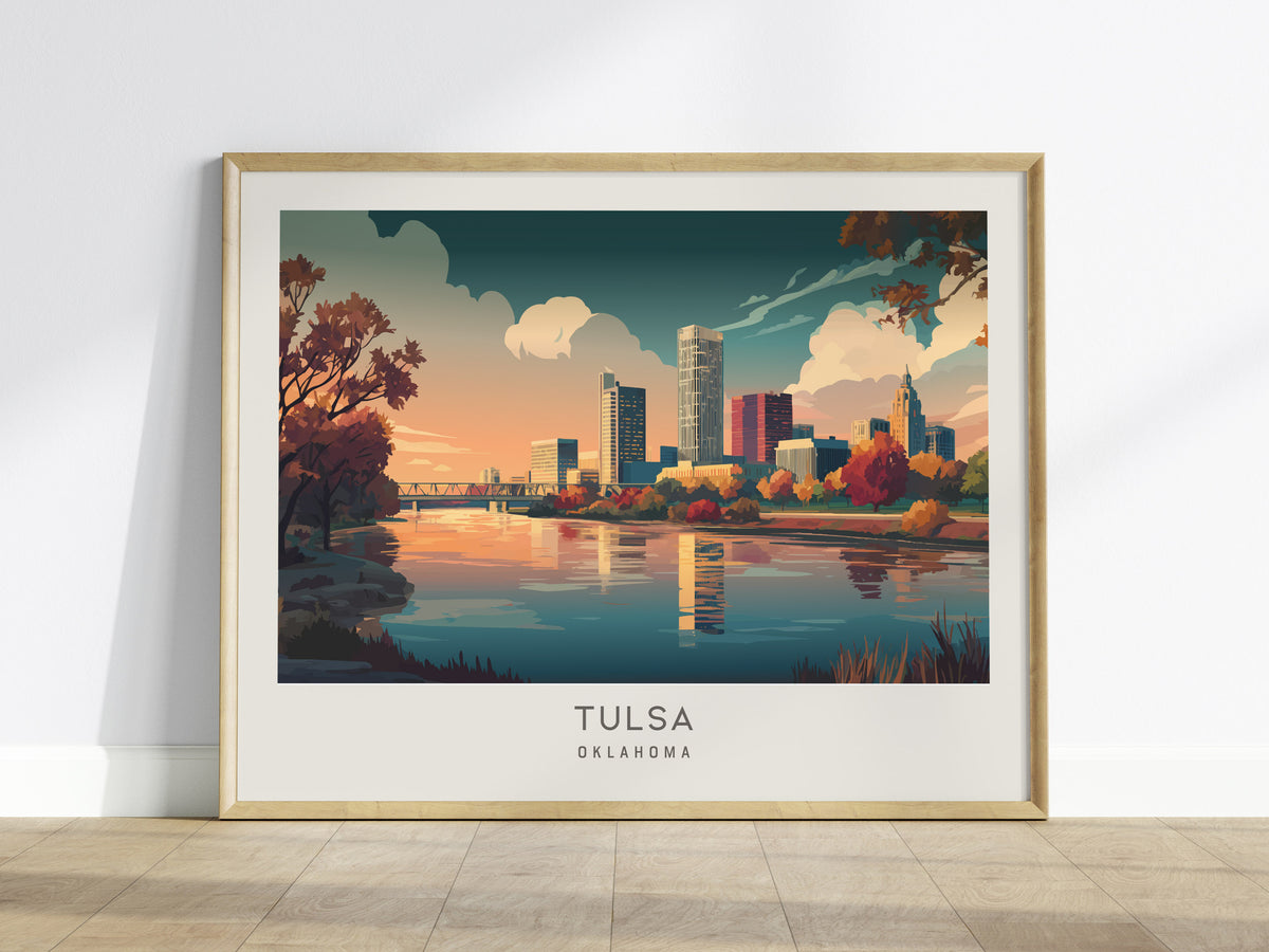 Tulsa Landscape Matte Border Poster | Oklahoma Travel Wall Art — framed wall art