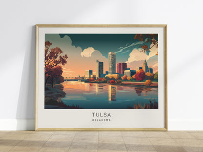 Tulsa Landscape Matte Border Poster | Oklahoma Travel Wall Art — framed wall art