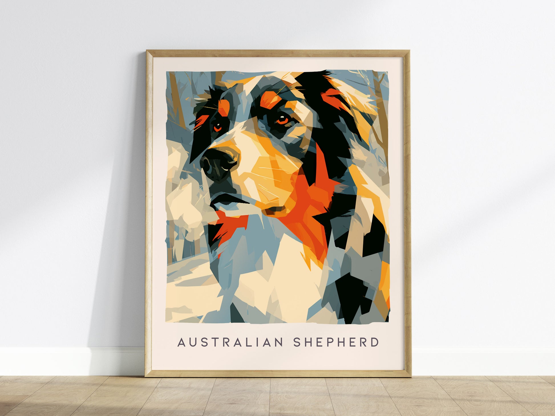 Australian Shepherd Poster | Loyal Companion Bold Portrait Wall Art — framed wall art