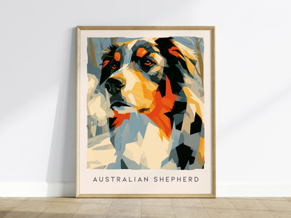 Australian Shepherd Poster | Loyal Companion Bold Portrait Wall Art — framed wall art