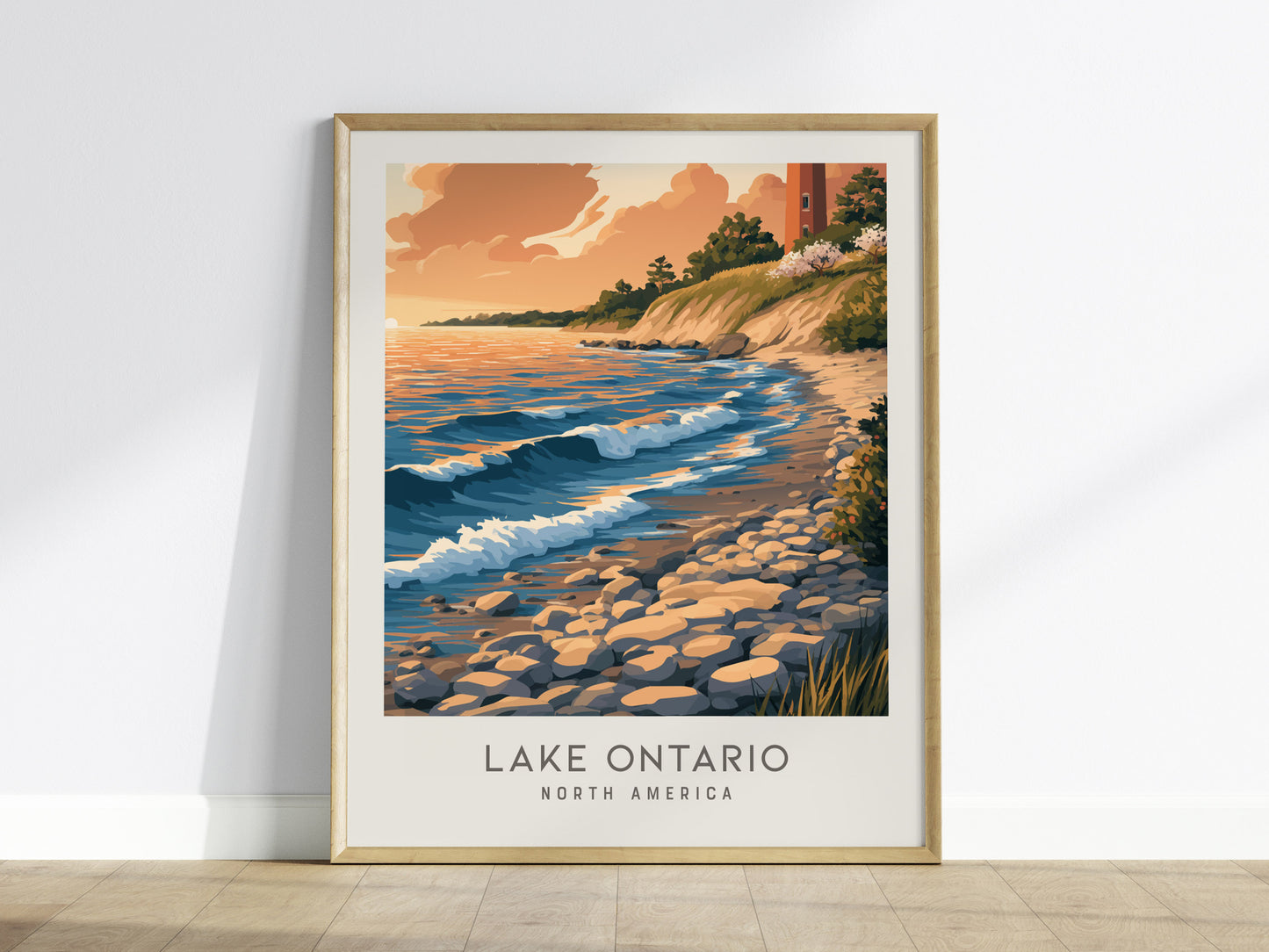 Lake Ontario Matte Border Poster | North America Travel Wall Art — framed wall art