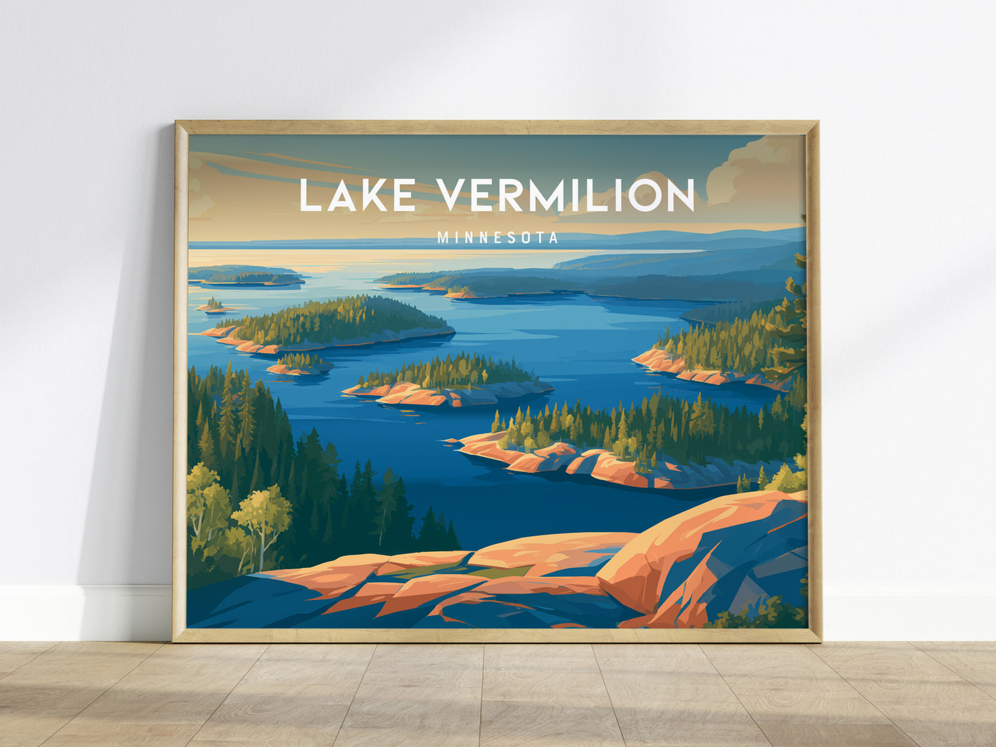Lake Vermilion Landscape Poster | Minnesota Travel Wall Art — framed wall art
