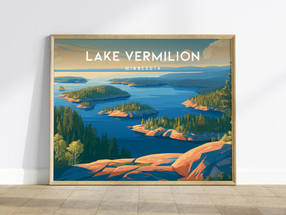 Lake Vermilion Landscape Poster | Minnesota Travel Wall Art — framed wall art