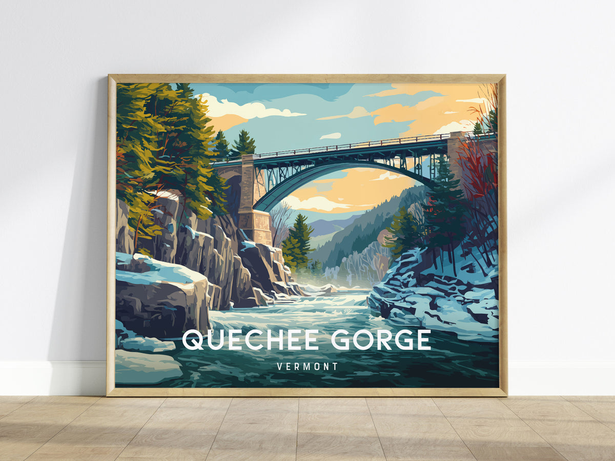Quechee Gorge Landscape, Vermont Poster | Framed or Unframed Gorge Wall Art — framed wall art