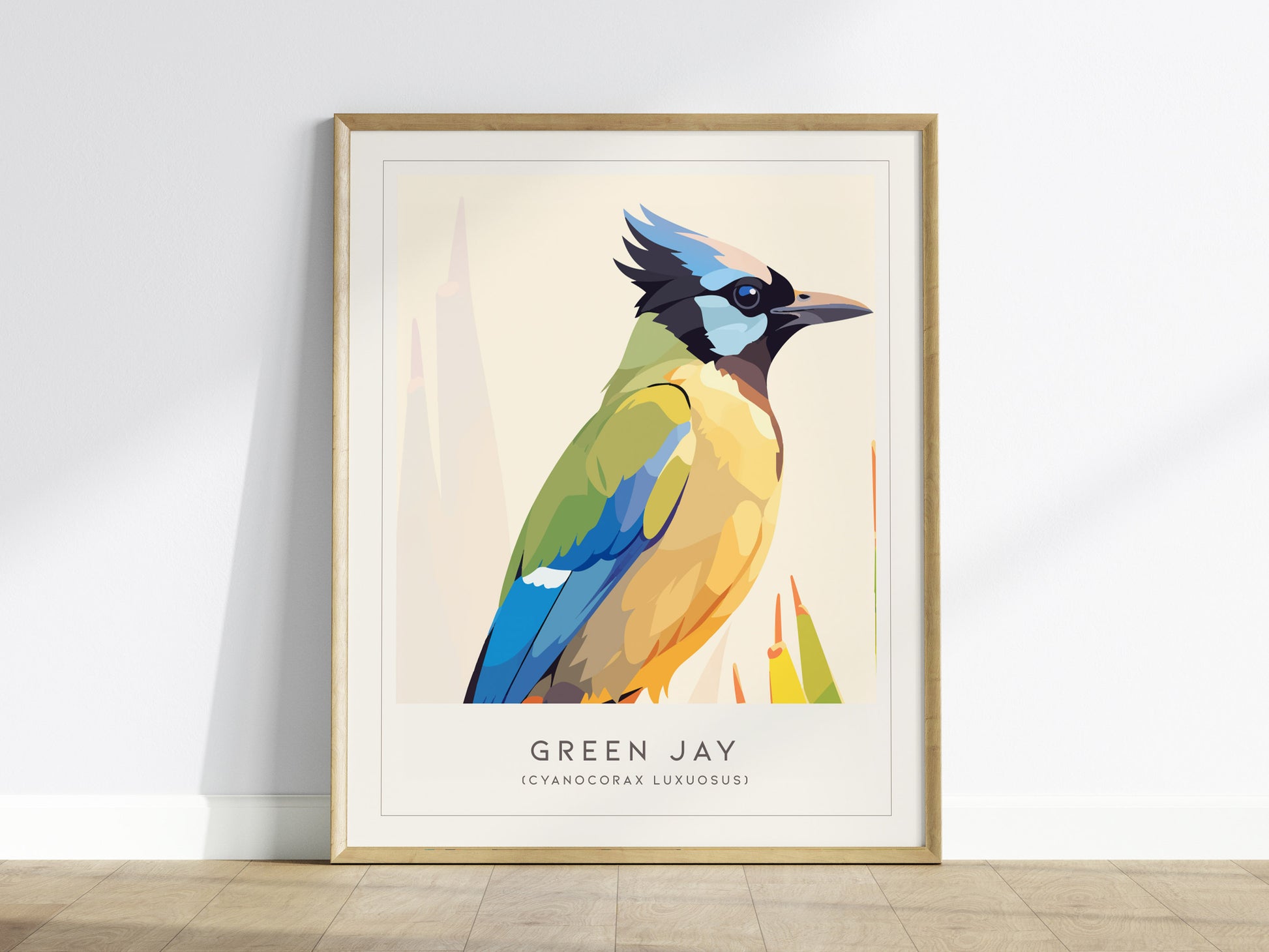 Green Jay, Cyanocorax luxuosus Poster | Tropical Bird Wall Art — framed wall art