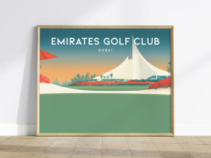 Emirates Golf Club Landscape Poster | Dubai Links Poster & Country Club Decor Wall Art — framed wall art