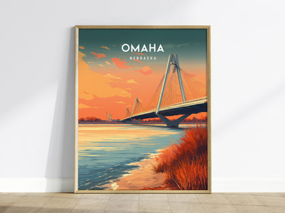 Omaha, Nebraska Poster | Heartland Skyline Destination Print Wall Art — framed wall art