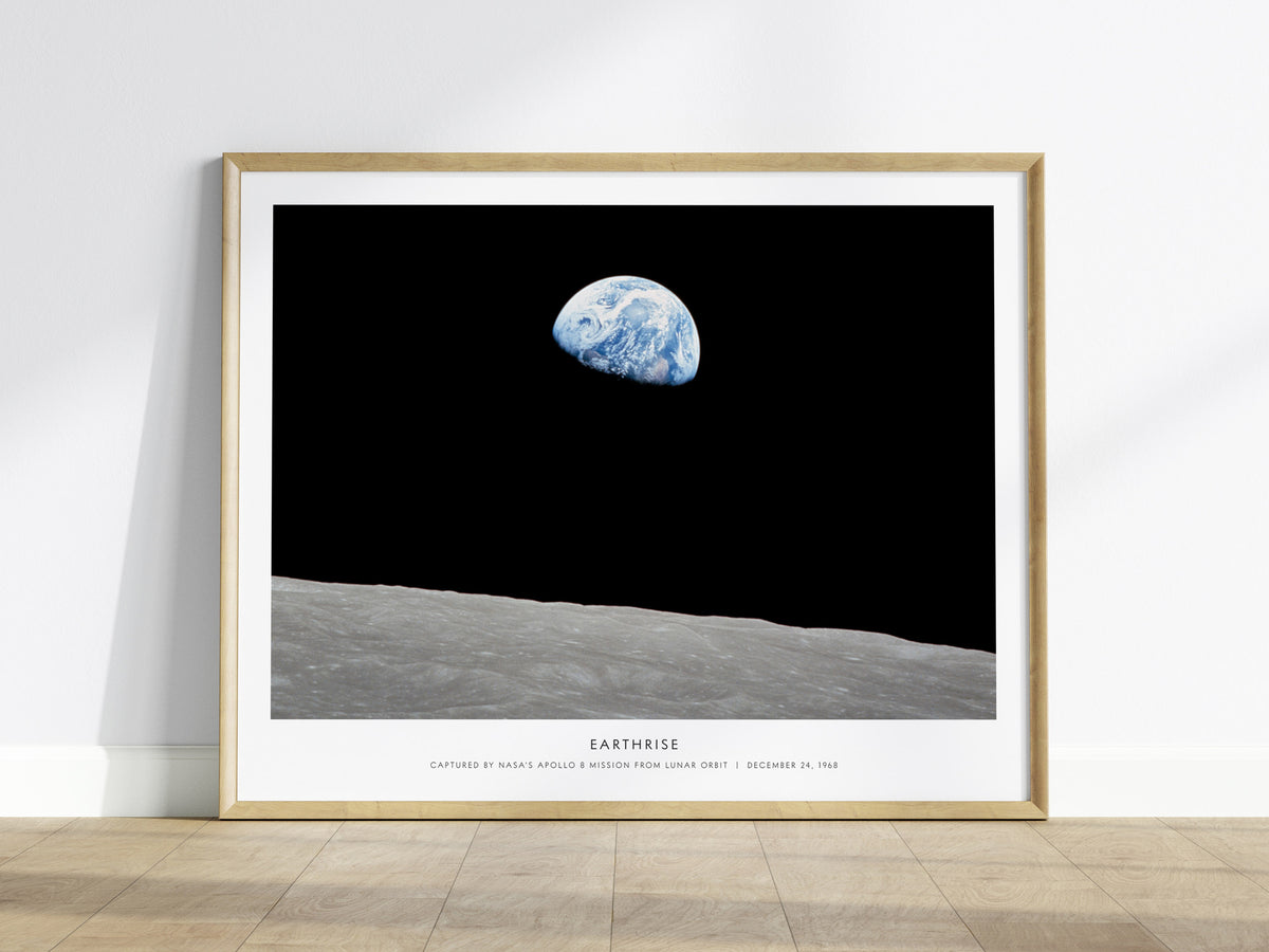 Earthrise Landscape Poster | NASA Apollo 8 Mission Astronomy Print Space Photography Wall Art — framed wall art
