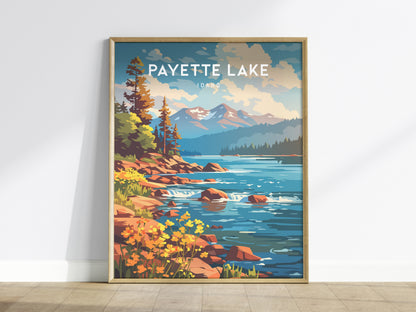 Payette Lake, Idaho Poster | Mountain Lake Destination Print Wall Art — framed wall art