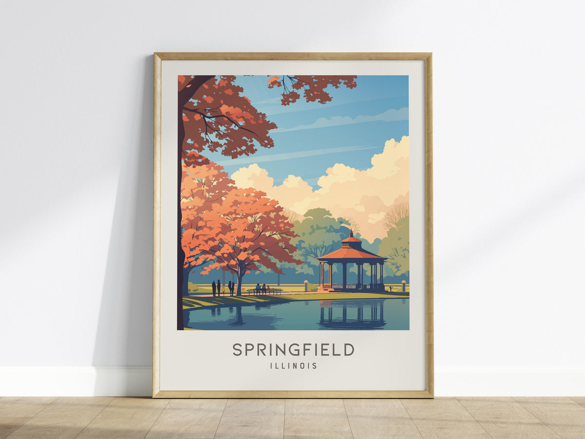 Springfield Matte Border Poster | Illinois Travel Wall Art — framed wall art