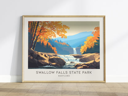 Swallow Falls State Park Landscape Matte Border Poster | Maryland Framed or Unframed Travel Gift — framed wall art