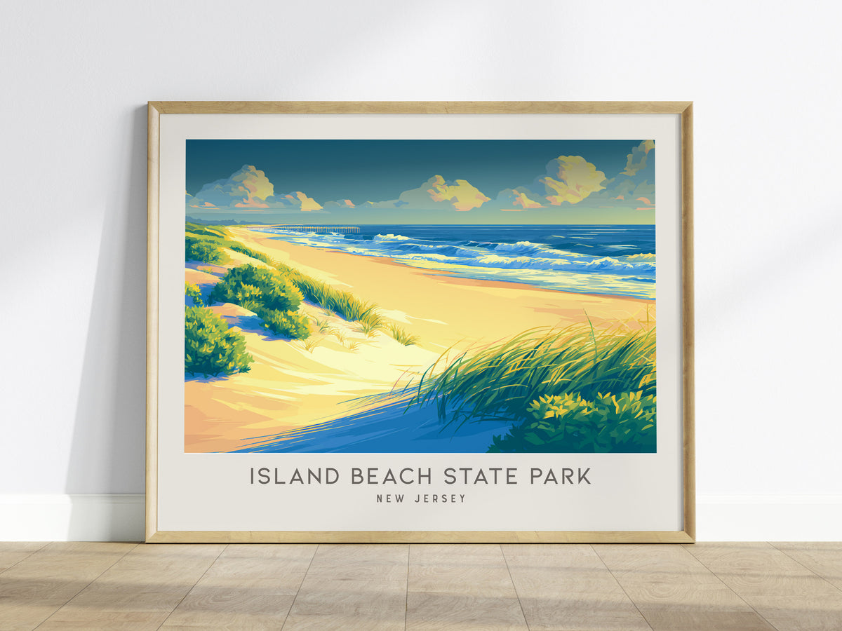 Island Beach State Park Landscape Matte Border Poster | New Jersey Vacation Wall Art — framed wall art