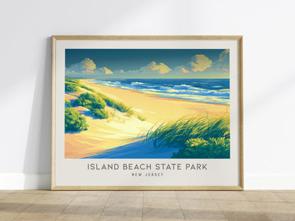 Island Beach State Park Landscape Matte Border Poster | New Jersey Vacation Wall Art — framed wall art