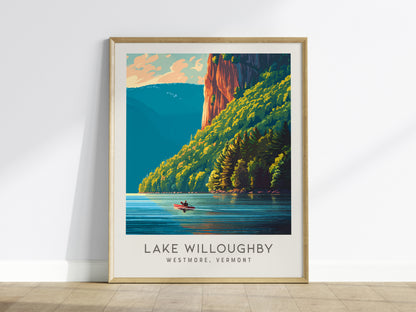 Lake Willoughby Matte Border Poster | Westmore, Vermont Destination Print — framed wall art