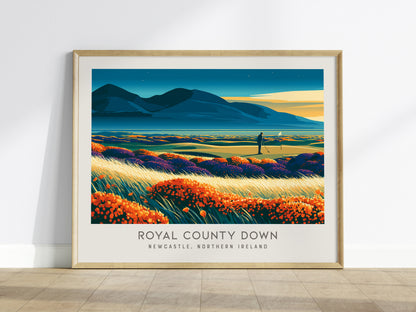 Royal County Down Landscape Matte Border Poster | Newcastle, Northern Ireland Travel Wall Art — framed wall art