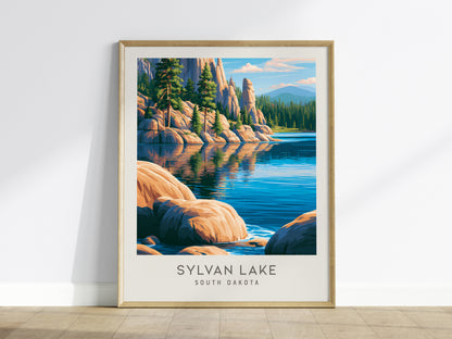 Sylvan Lake Matte Border Poster | South Dakota Destination Print Travel Wall Art — framed wall art