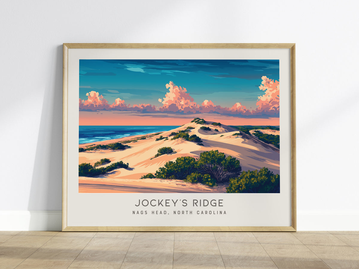 Jockey's Ridge Landscape Matte Border Poster | Nags Head, North Carolina Vacation Wall Art — framed wall art