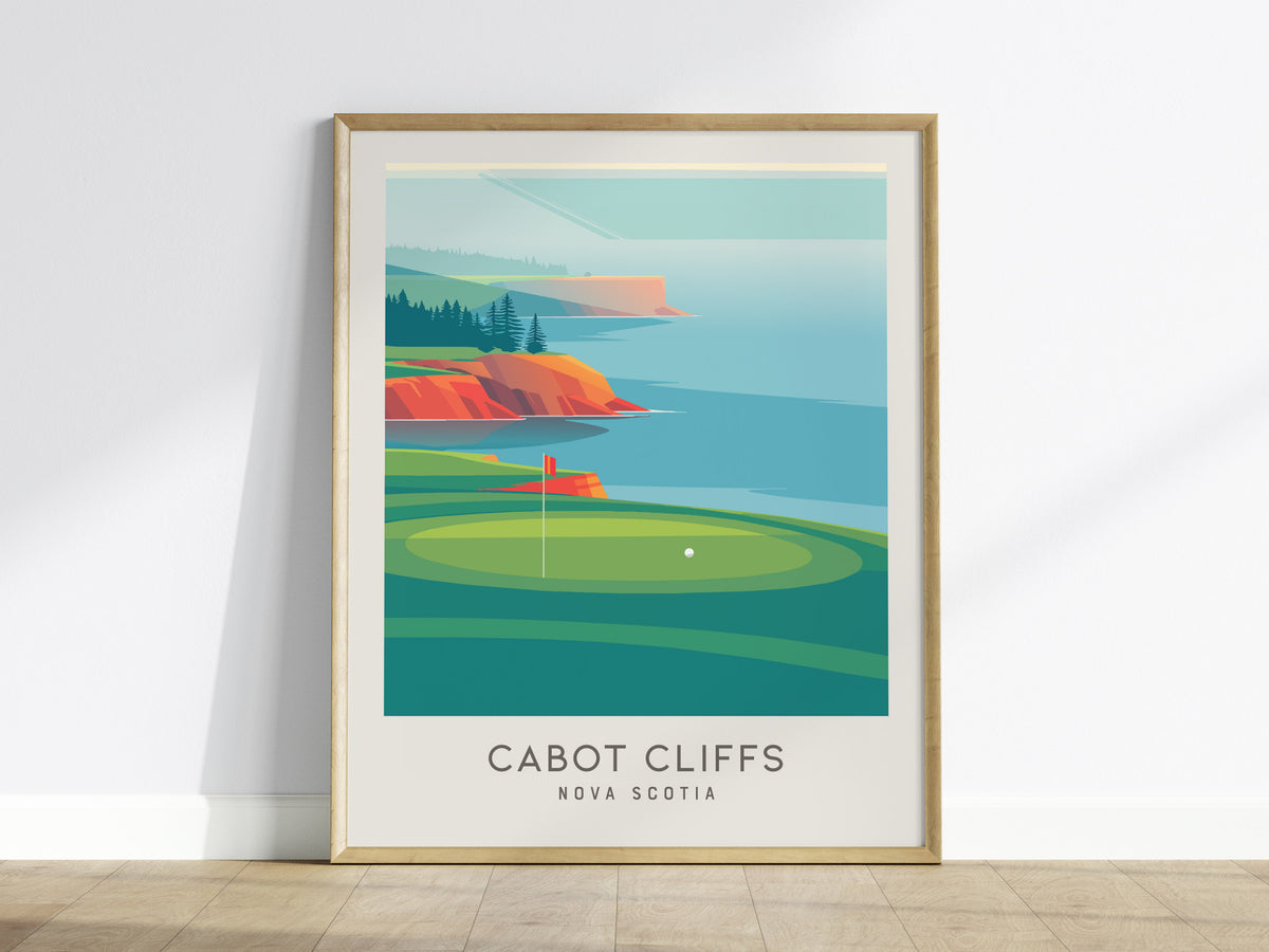 Cabot Cliffs Matte Border Poster | Nova Scotia Golf Wall Art Golfer Gift — framed wall art