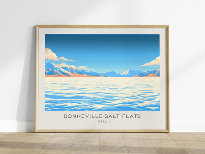 Bonneville Salt Flats Landscape Matte Border Poster | Utah Travel Gift Framed or Unframed — framed wall art