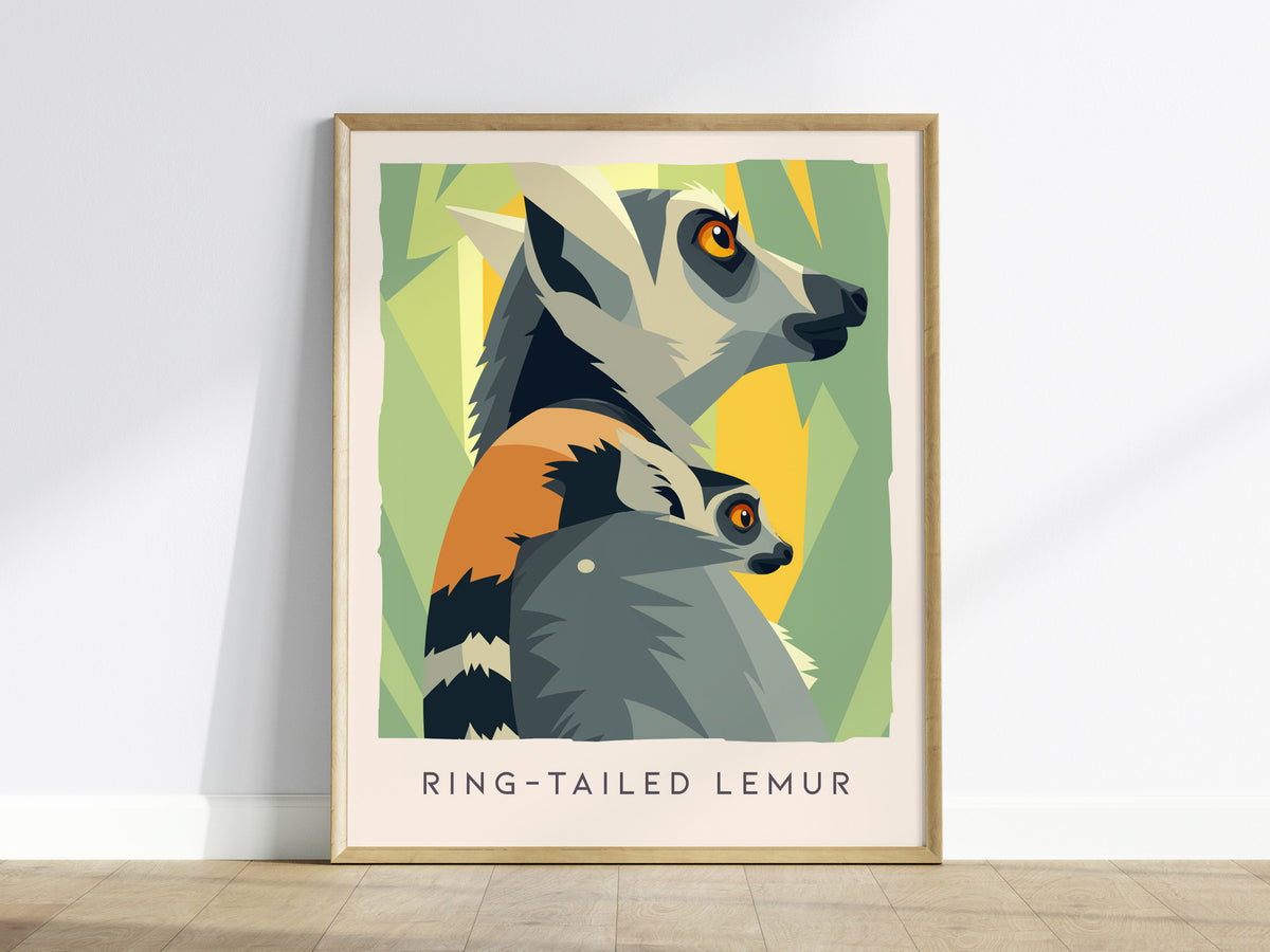Ring-tailed Lemur Poster | Madagascar Wildlife Wall Art — framed wall art