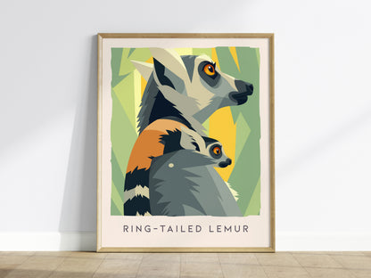 Ring-tailed Lemur Poster | Madagascar Wildlife Wall Art — framed wall art