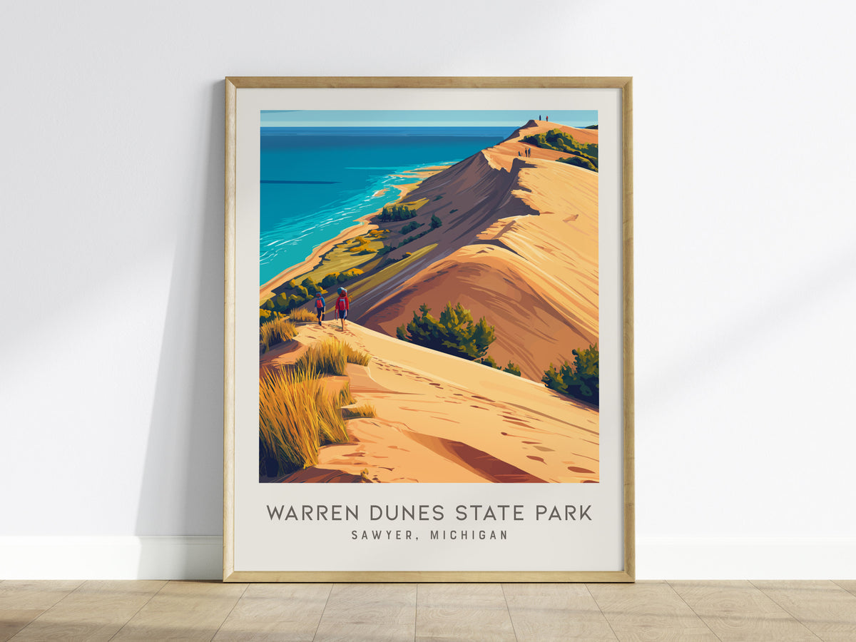 Warren Dunes State Park Matte Border Poster | Sawyer, Michigan Destination Print — framed wall art