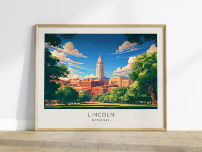 Lincoln Landscape Matte Border Poster | Nebraska Travel Wall Art — framed wall art