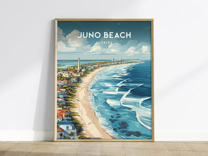 Juno Beach, Florida Poster | Sea Turtle & Sunrise Shoreline Wall Art — framed wall art