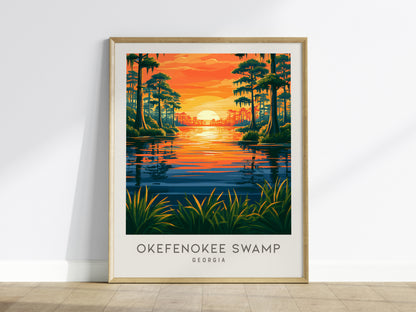 Okefenokee Swamp Matte Border Poster | Georgia Vacation Wall Art Framed or Unframed — framed wall art