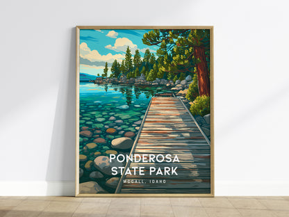 Ponderosa State Park, McCall, Idaho Poster | Mountain Lake Wilderness Framed or Unframed Wall Art — framed wall art