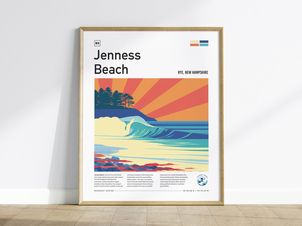 Jenness Beach, Rye, New Hampshire Poster | Surf Wall Art & Coastal Waves Print — framed wall art