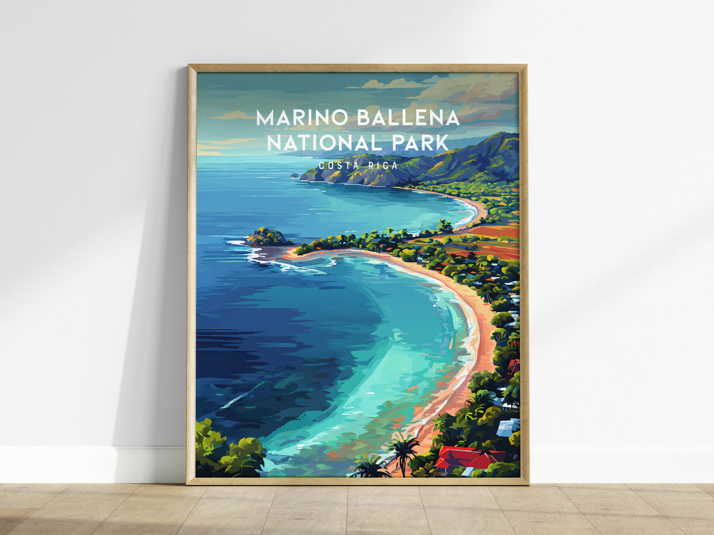Marino Ballena National Park, Costa Rica Poster | Whale Tail Beach Tropical Wall Art — framed wall art
