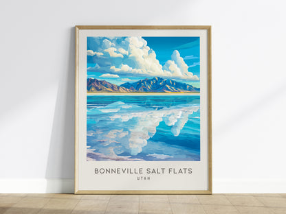 Bonneville Salt Flats Matte Border Poster | Utah Destination Print Travel Wall Art — framed wall art