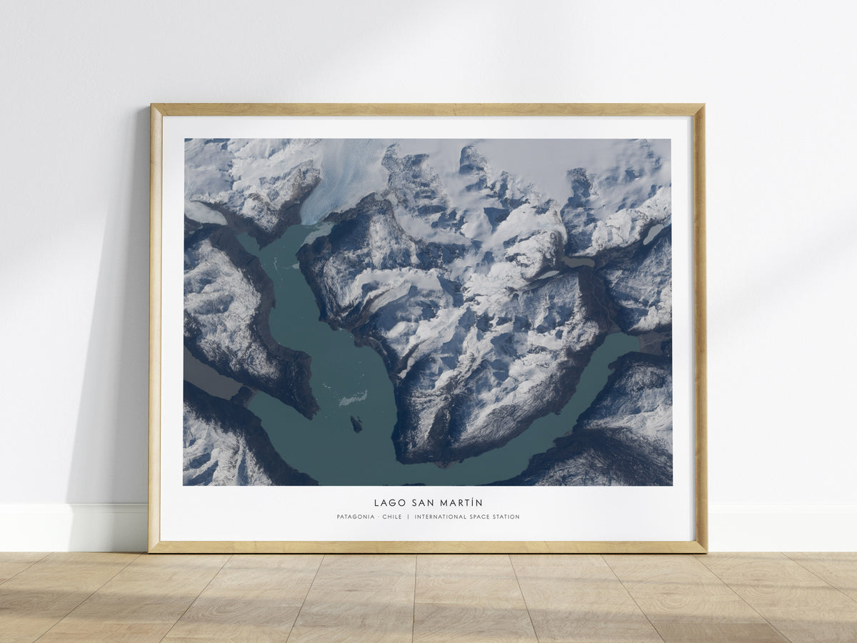 Lago San Martín Landscape Poster | NASA Space Photography Patagonia · Chile Astronomy Print — framed wall art