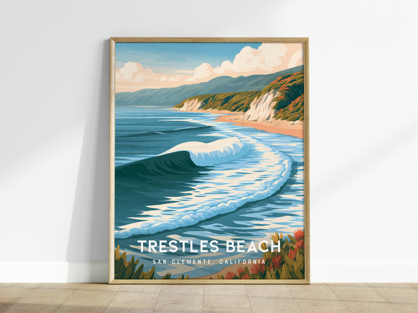 Trestles Beach, California Poster | Golden Hour Surf Break Wall Art — framed wall art