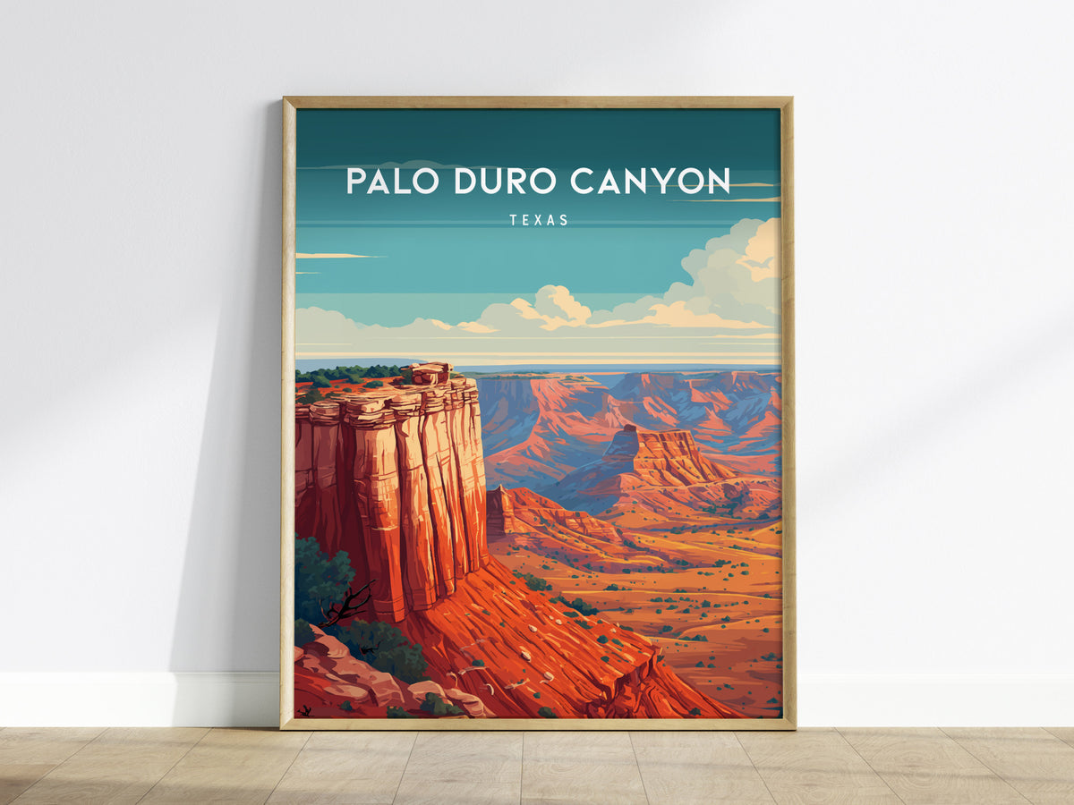 Palo Duro Canyon, Texas Poster | Red Rock Desert Destination Print Wall Art — framed wall art