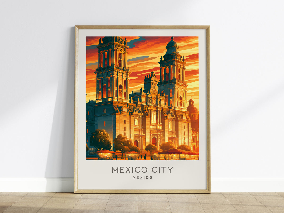 Mexico City Matte Border Poster | Mexico Destination Print Travel Wall Art — framed wall art