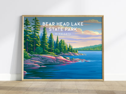 Bear Head Lake State Park Landscape, Minnesota Poster | Northwoods Lake Retreat Framed or Unframed Wall Art — framed wall art