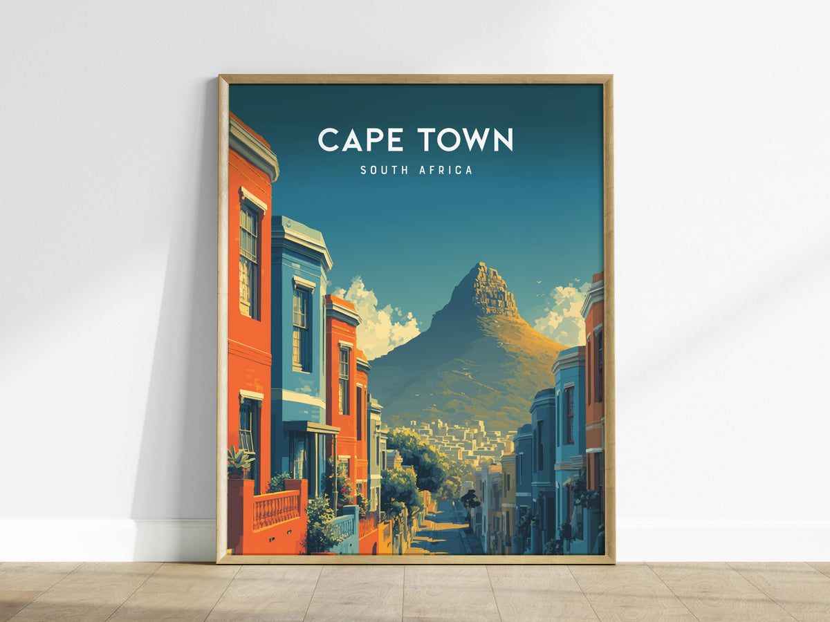 Cape Town, South Africa Poster | Table Mountain & Coastal Beach Decor Wall Art — framed wall art