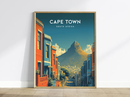 Cape Town, South Africa Poster | Table Mountain & Coastal Beach Decor Wall Art — framed wall art