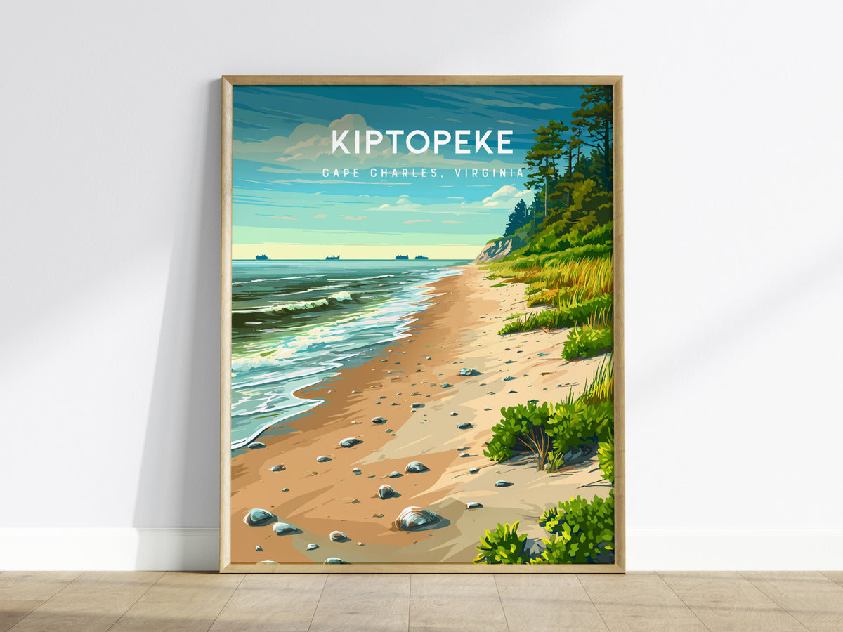 Kiptopeke, Cape Charles, Virginia Poster | Travel Wall Art Destination Print — framed wall art