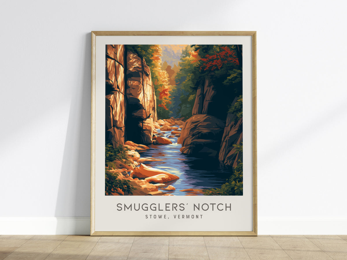Smugglers' Notch Matte Border Poster | Stowe, Vermont Travel Wall Art — framed wall art