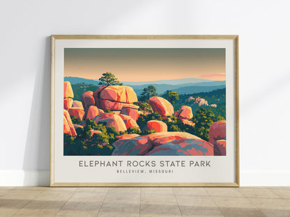 Elephant Rocks State Park Landscape Matte Border Poster | Belleview, Missouri Vacation Wall Art — framed wall art