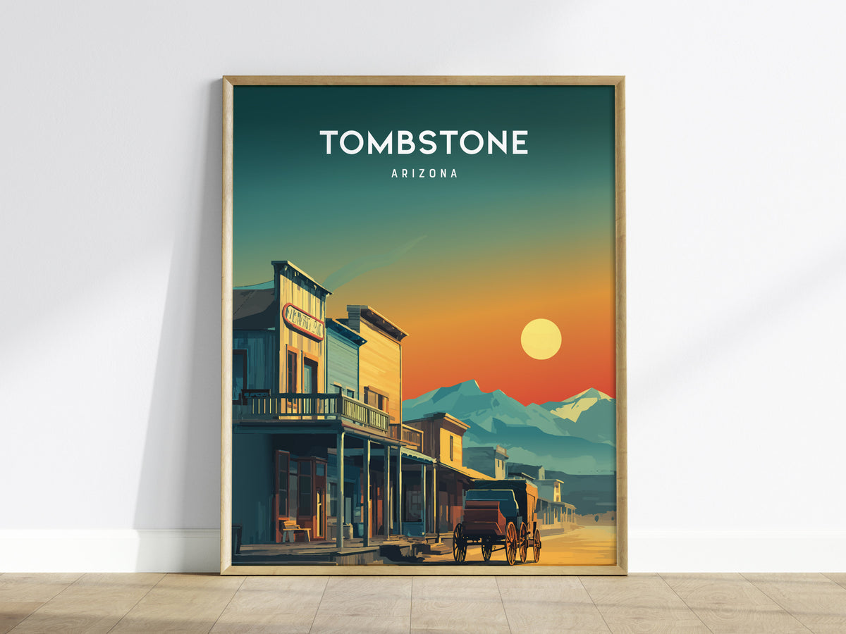 Tombstone, Arizona Poster | Wild West Desert Destination Print Wall Art — framed wall art