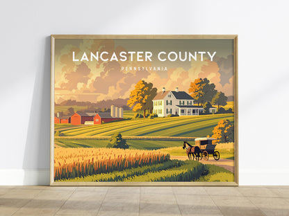 Lancaster County Landscape Poster | Pennsylvania Amish Country Framed or Unframed Wall Art — framed wall art