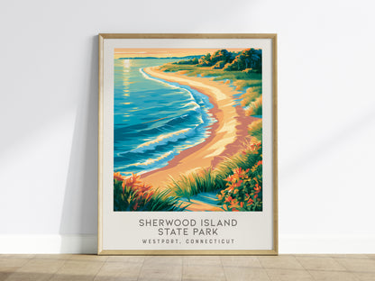 Sherwood Island State Park Matte Border Poster | Westport, Connecticut Coastal Beach Decor — framed wall art