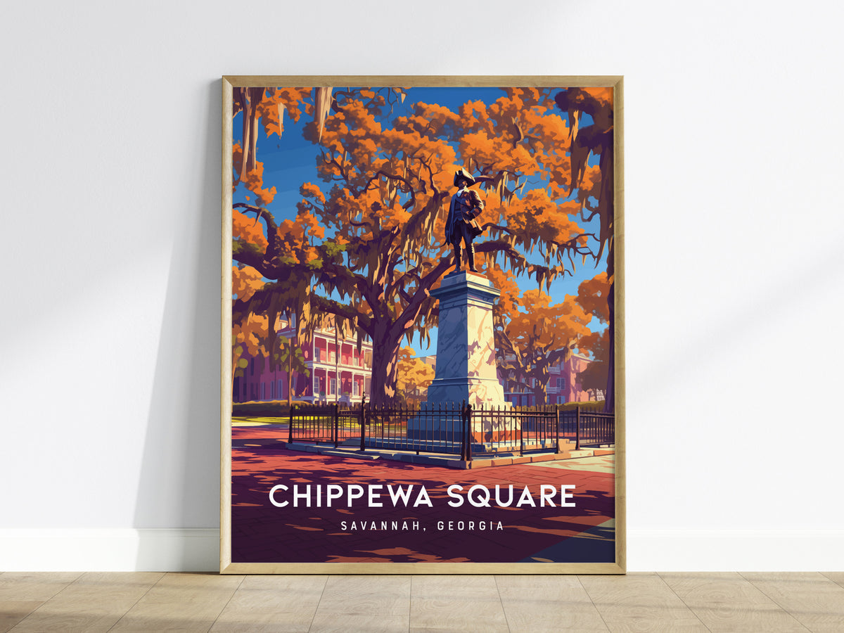 Chippewa Square, Savannah, Georgia Poster | Historic Southern Charm Destination Print Wall Art — framed wall art