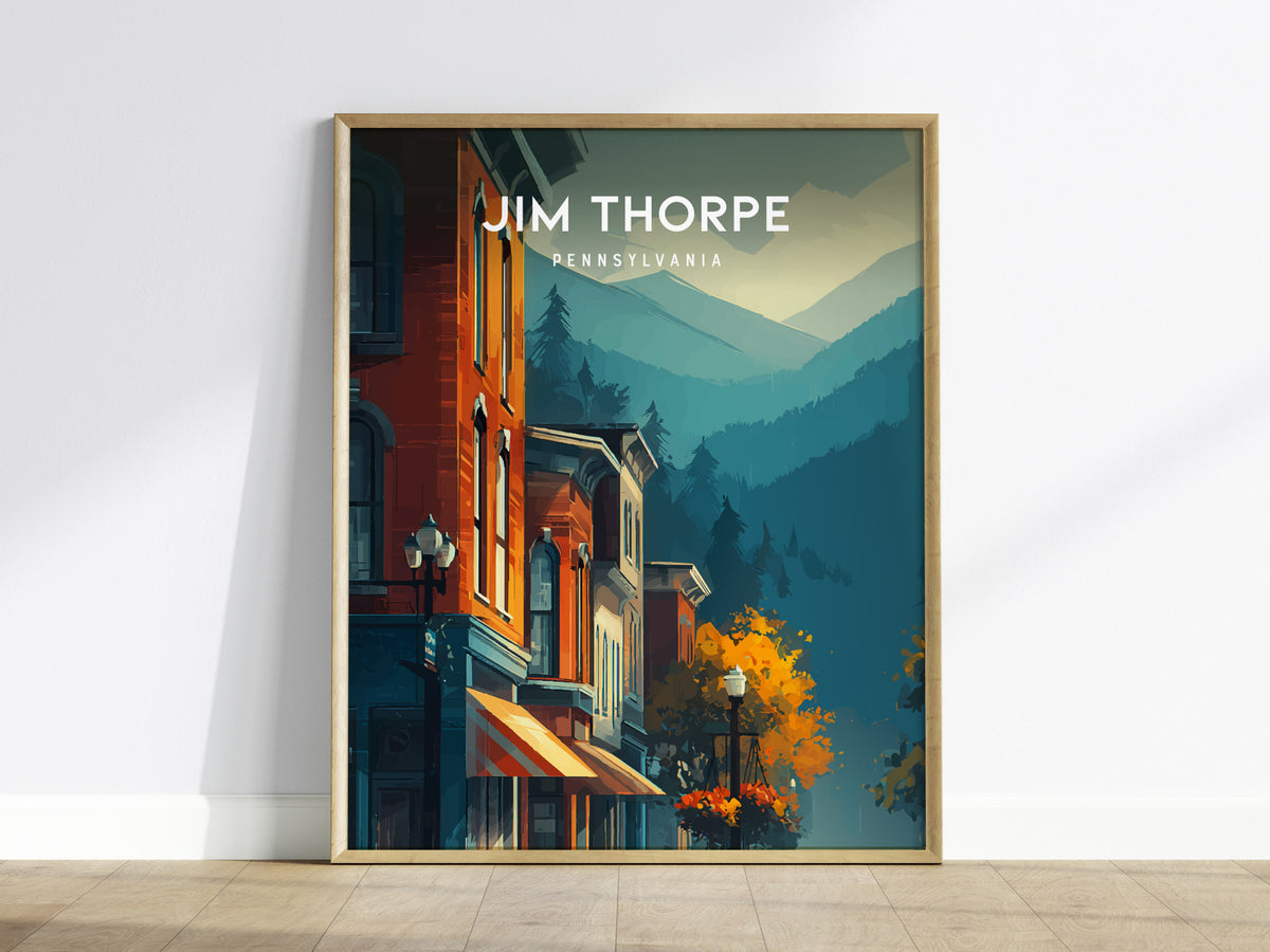 Jim Thorpe, Pennsylvania Poster | Historic Mountain Town Charm Wall Art — framed wall art