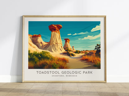 Toadstool Geologic Park Landscape Matte Border Poster | Crawford, Nebraska Framed or Unframed Travel Gift — framed wall art