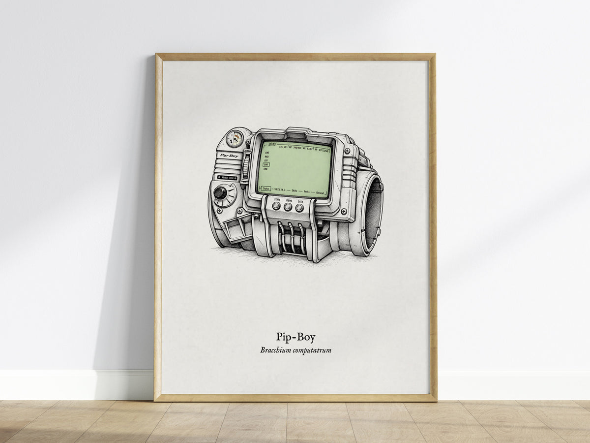 Pip-Boy Poster | Bracchium Computatrum Vintage Scientific Ink Illustration Wall Art — framed wall art